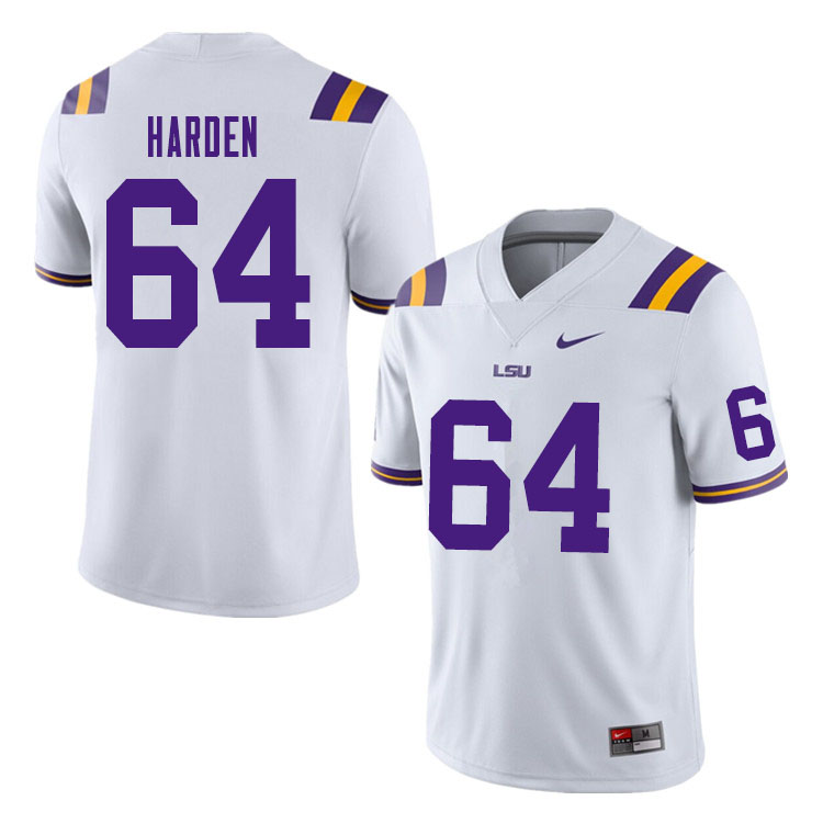 Men #64 Austin Harden LSU Tigers College Football Jerseys Sale-White